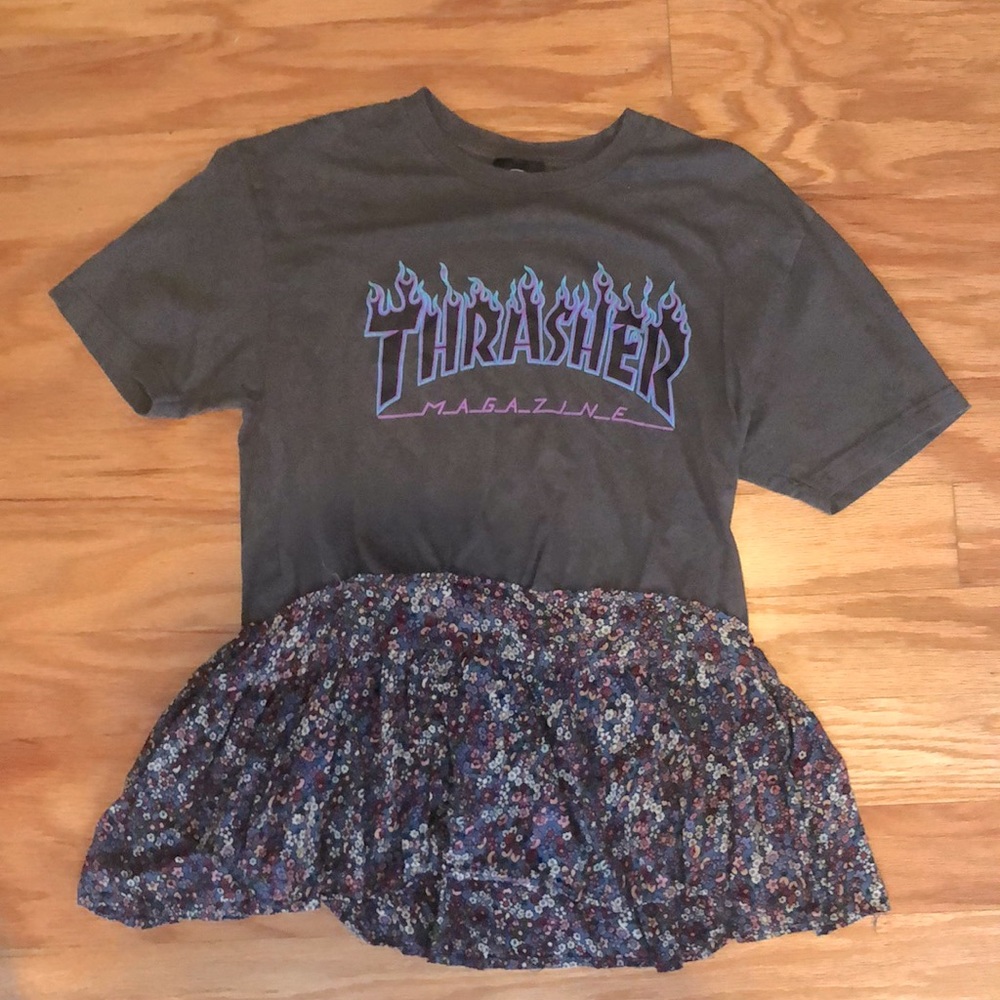 Thrasher T-Shirt Small Floral Blue Purple
